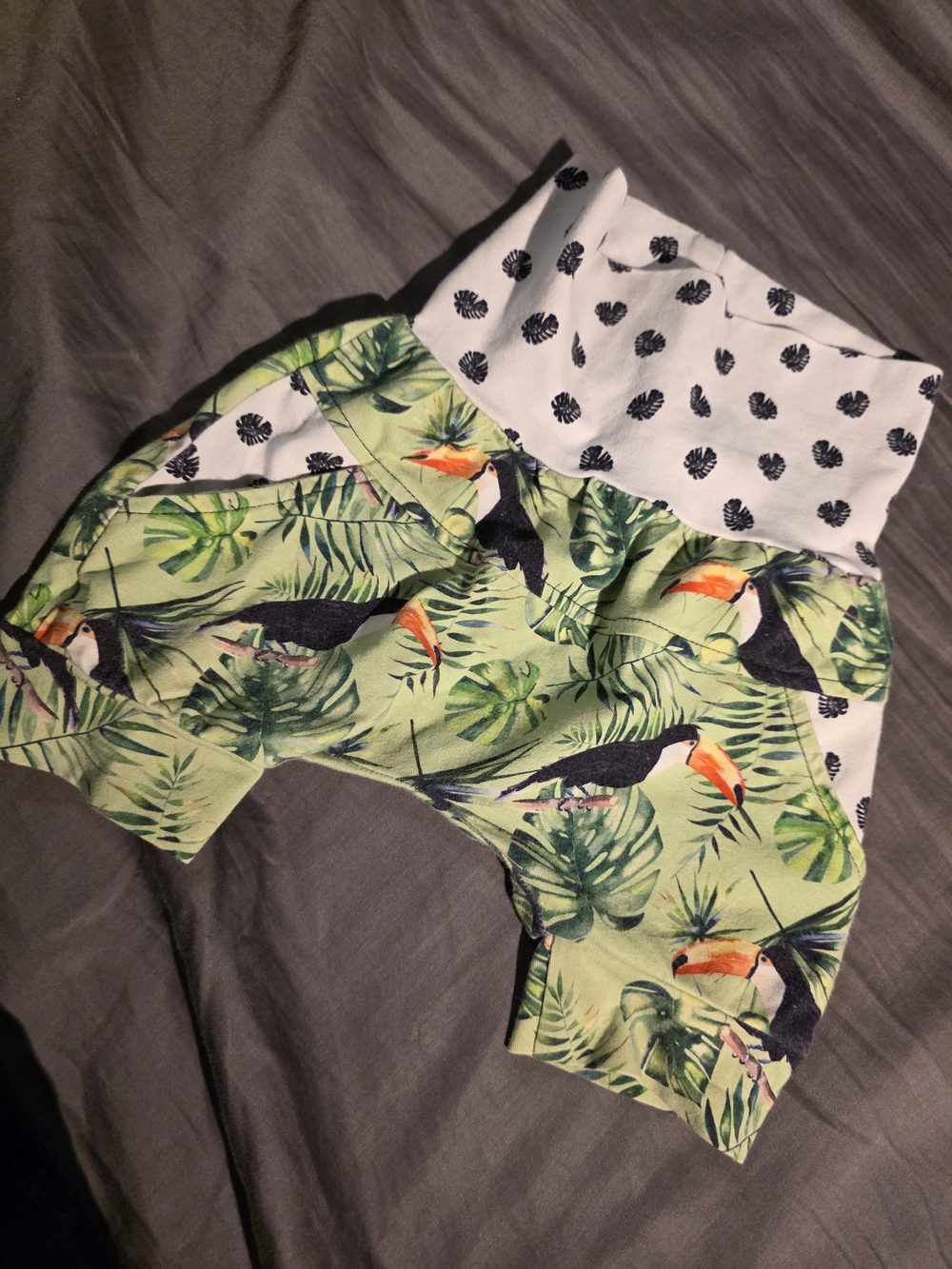 Kids Tropical Toucan Cotton Shorts - Green Tiny Et Moi 6-36 Mois